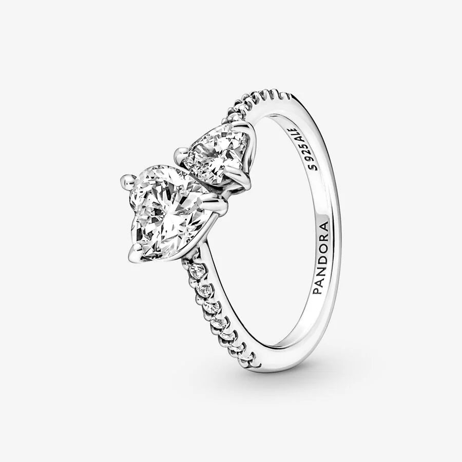 Sparkling Double Heart Ring