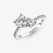 Sparkling Double Heart Ring