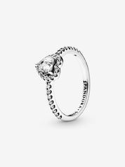 Sparkling Heart Halo Ring