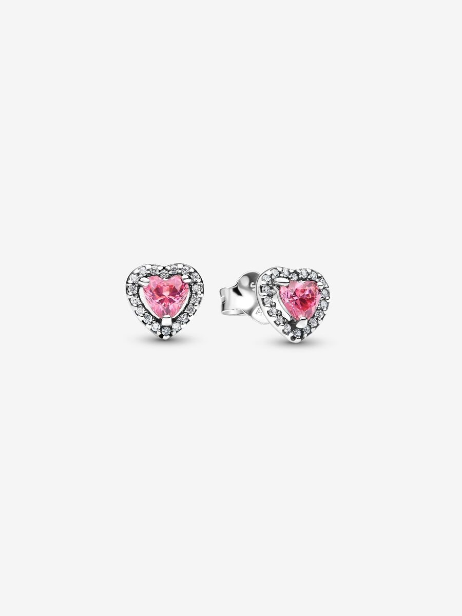 Sparkling Pink Heart Stud Earrings