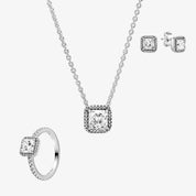 Classic Cushion Halo Jewelry Set