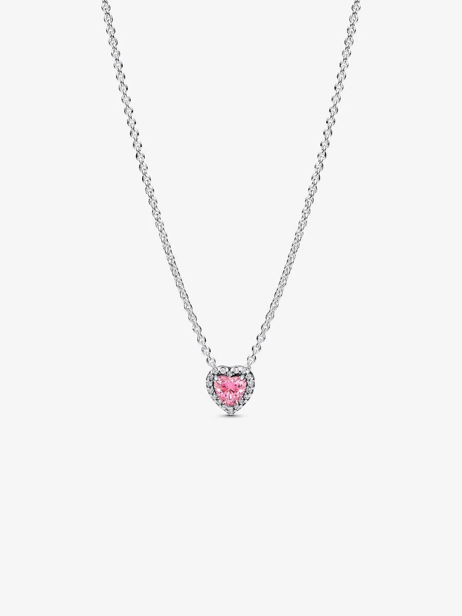 Sparkling Pink Heart Pendant Necklace