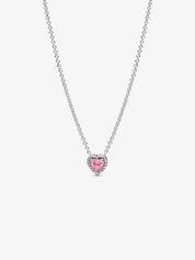 Sparkling Pink Heart Pendant Necklace