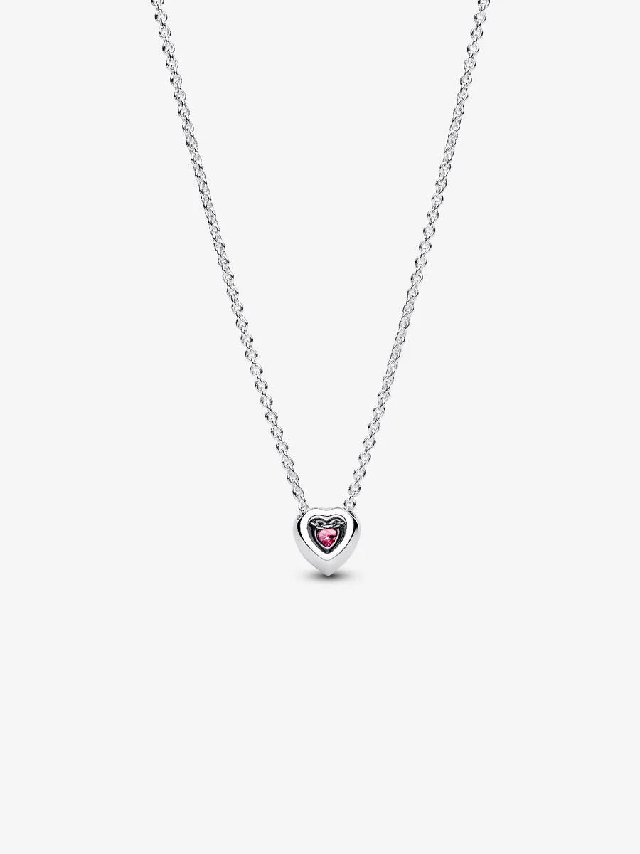 Sparkling Pink Heart Pendant Necklace