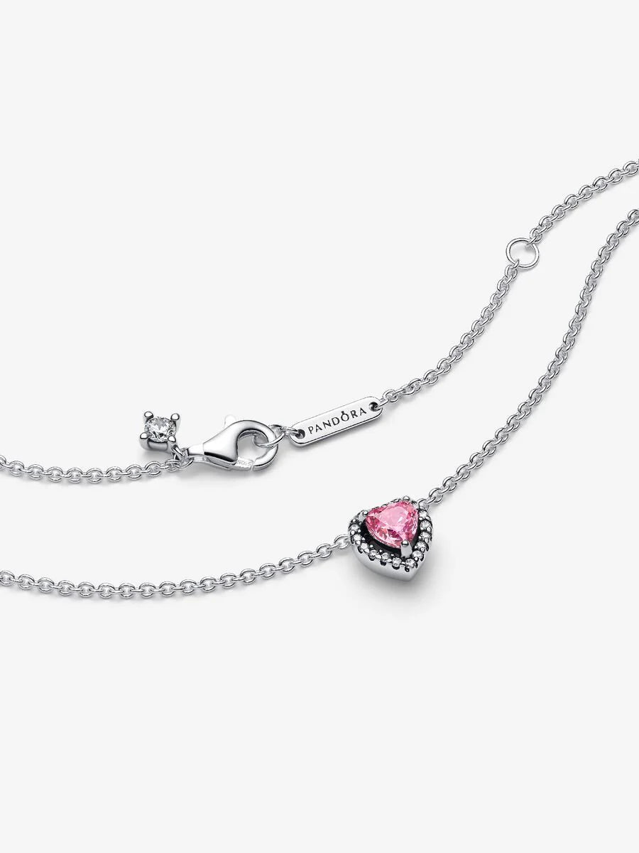 Sparkling Pink Heart Pendant Necklace
