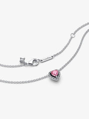 Sparkling Pink Heart Pendant Necklace
