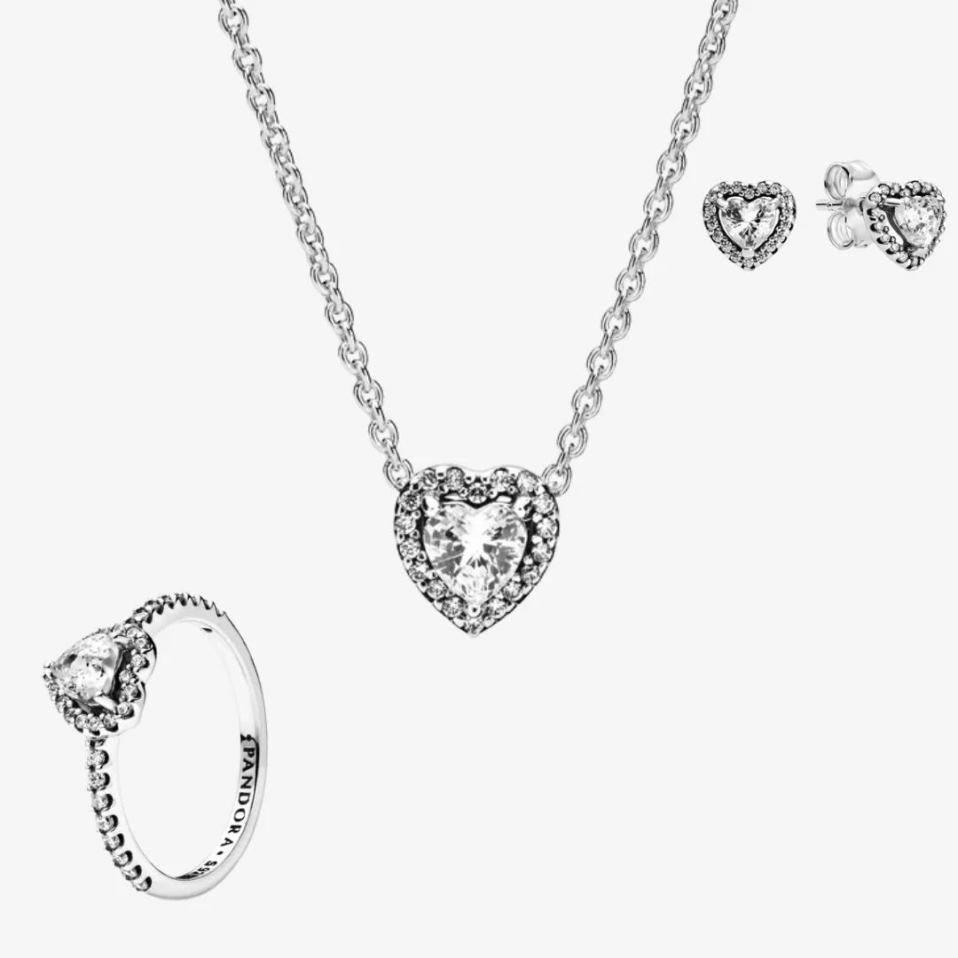 Sparkling Heart Halo Jewelry Set