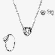 Sparkling Heart Halo Jewelry Set