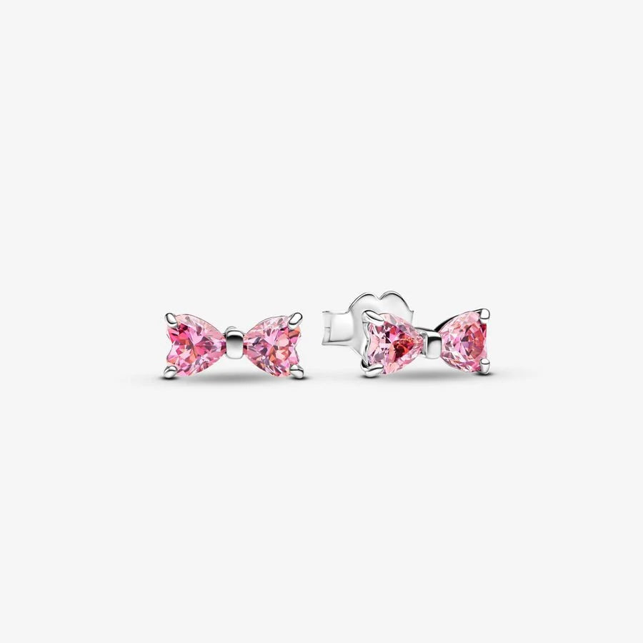 Pink Bow Stud Earrings