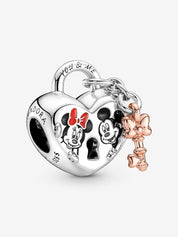 Disney Mickey & Minnie Heart Lock Charm