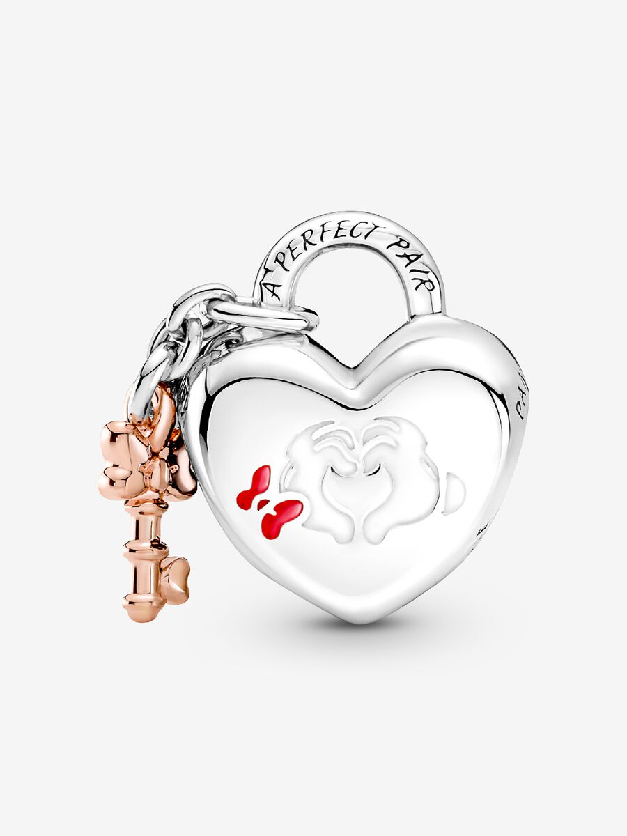 Disney Mickey & Minnie Heart Lock Charm