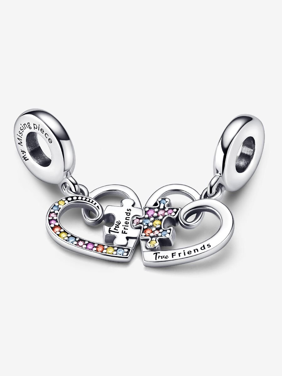 True Friends Split Heart Dangle Charm