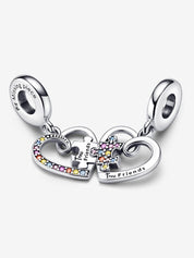 True Friends Split Heart Dangle Charm