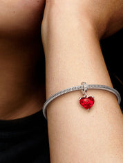 Disney Red Heart Murano Glass Dangle Charm