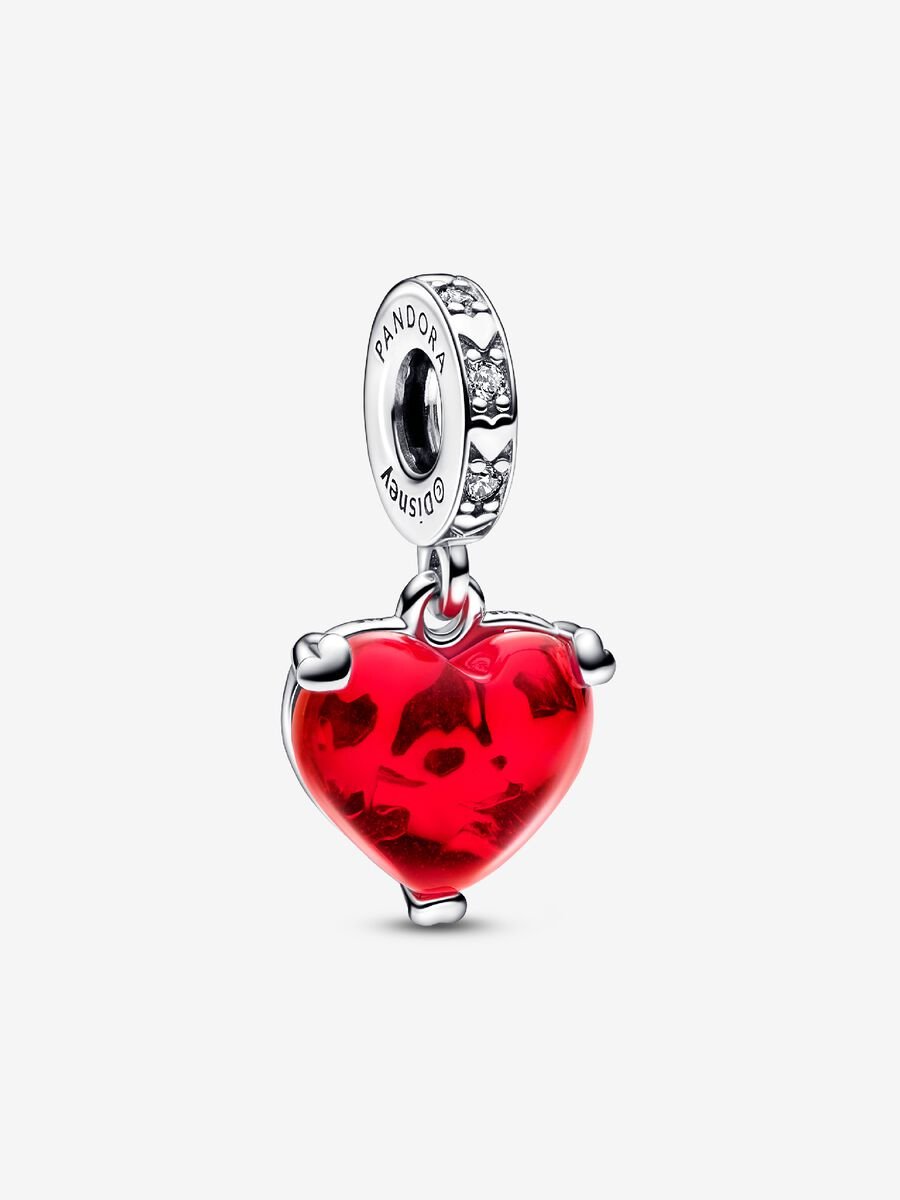 Disney Red Heart Murano Glass Dangle Charm