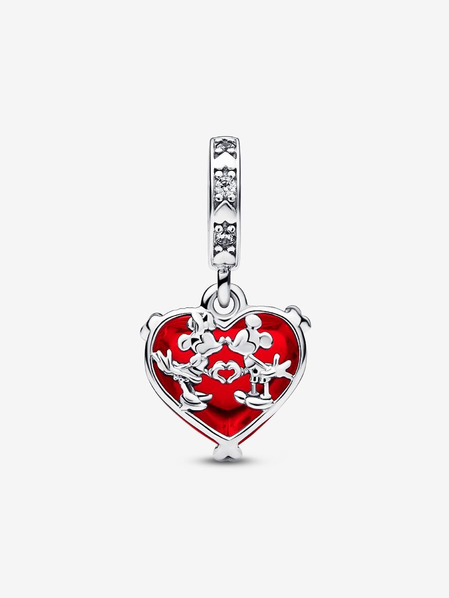 Disney Red Heart Murano Glass Dangle Charm