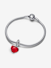 Disney Red Heart Murano Glass Dangle Charm