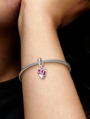 Pink Murano Glass Heart Dangle Charm