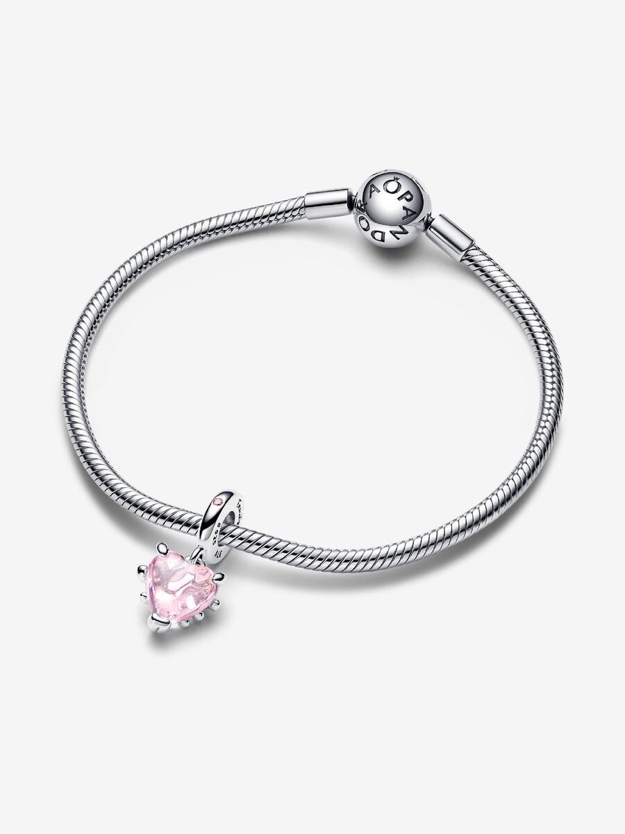 Pink Murano Glass Heart Dangle Charm