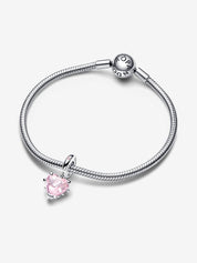 Pink Murano Glass Heart Dangle Charm