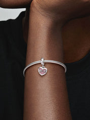 Pink Enamel MOM Heart Dangle Charm