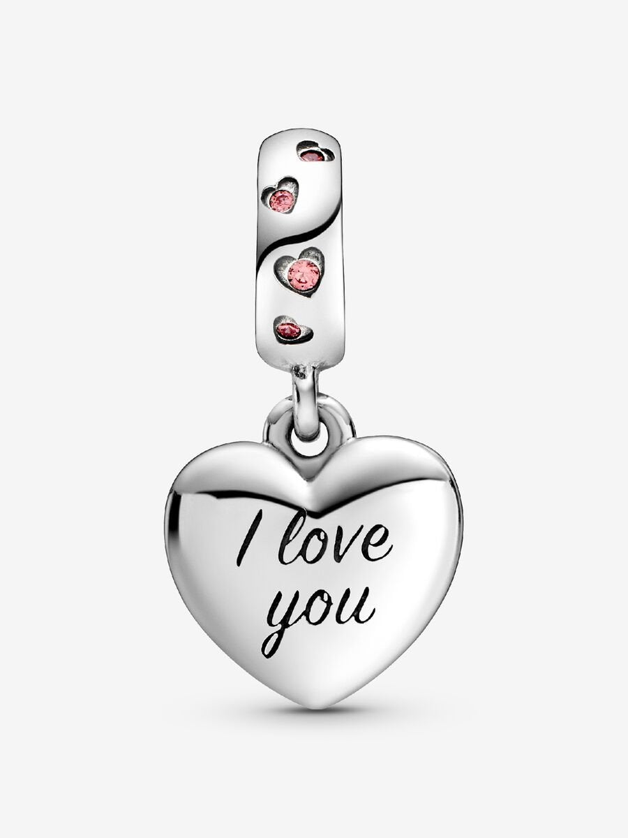 Pink Enamel MOM Heart Dangle Charm