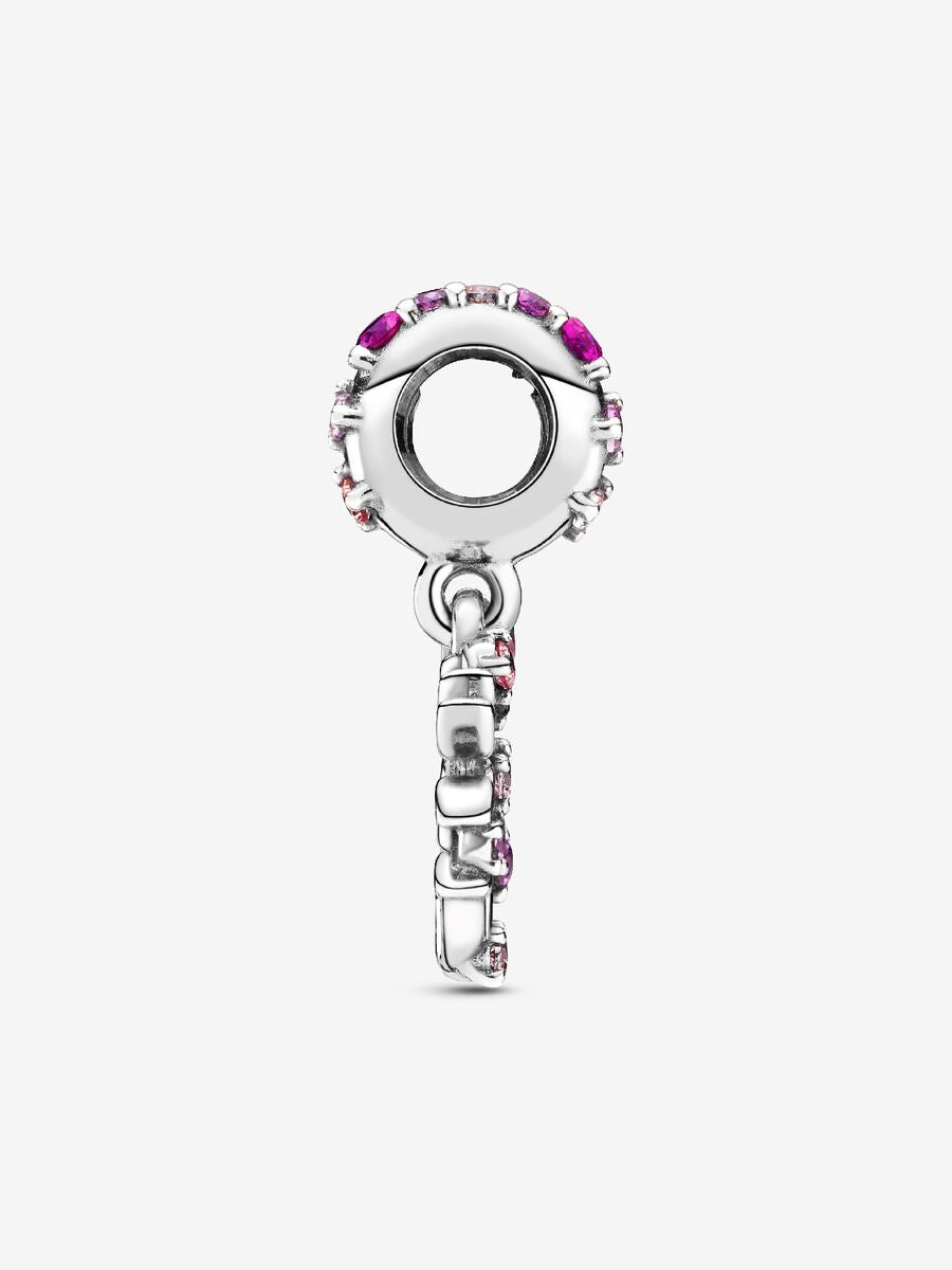 Pink Sparkling Family Tree Heart Dangle Charm