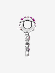 Pink Sparkling Family Tree Heart Dangle Charm