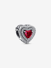 Sparkling Red Heart Charm