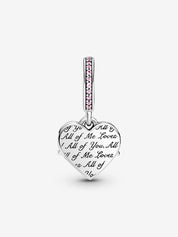 MOM Pink Sparkling Heart Dangle Charm