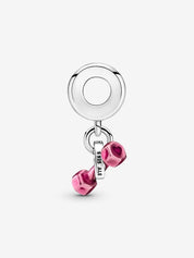 Pink Dumbbell & Heart Dangle Charm