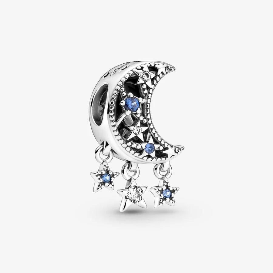 Crescent Moon and Stars Charm
