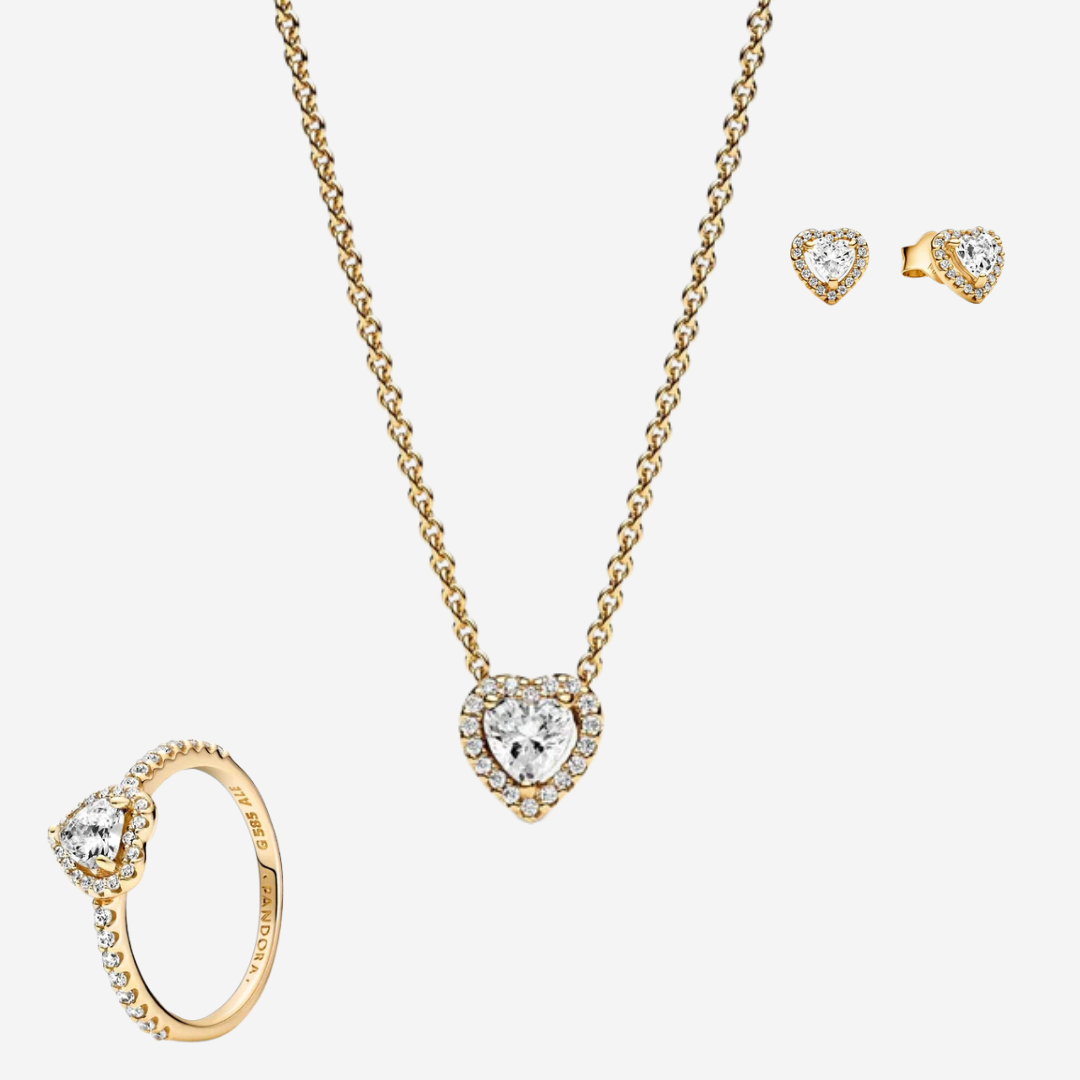 Sparkling Gold Heart Set in 14k Gold Plating