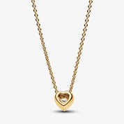 Sparkling Heart Pendant Necklace in 14k Gold Plating