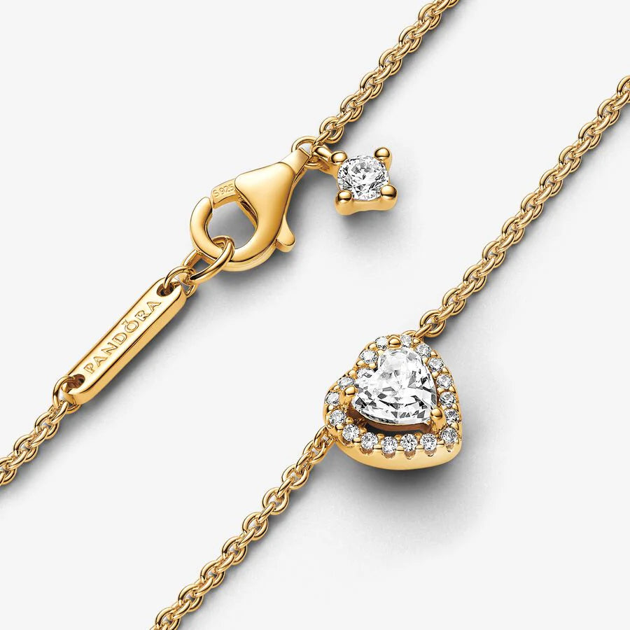 Sparkling Heart Pendant Necklace in 14k Gold Plating