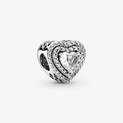 Sparkling Double Heart Halo Charm