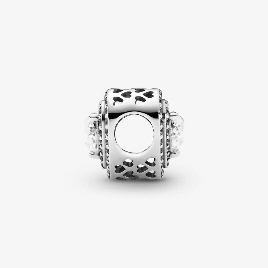 Sparkling Double Heart Halo Charm