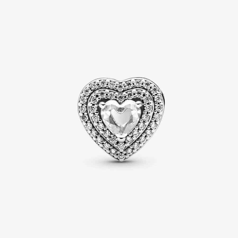 Sparkling Double Heart Halo Charm