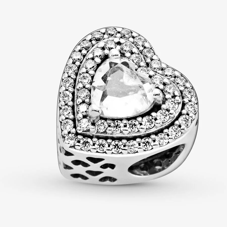 Sparkling Double Heart Halo Charm