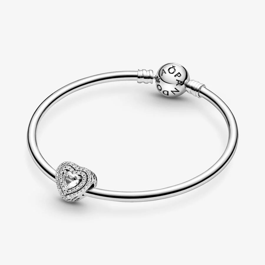 Sparkling Double Heart Halo Charm