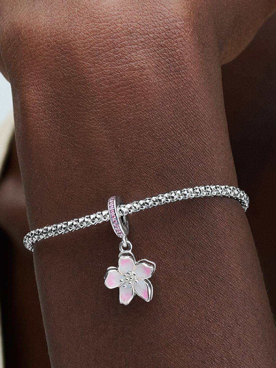 Pink Sakura Flower Dangle Charm