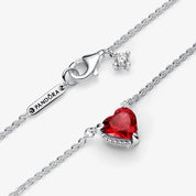 Red Heart Solitaire Pendant Necklace