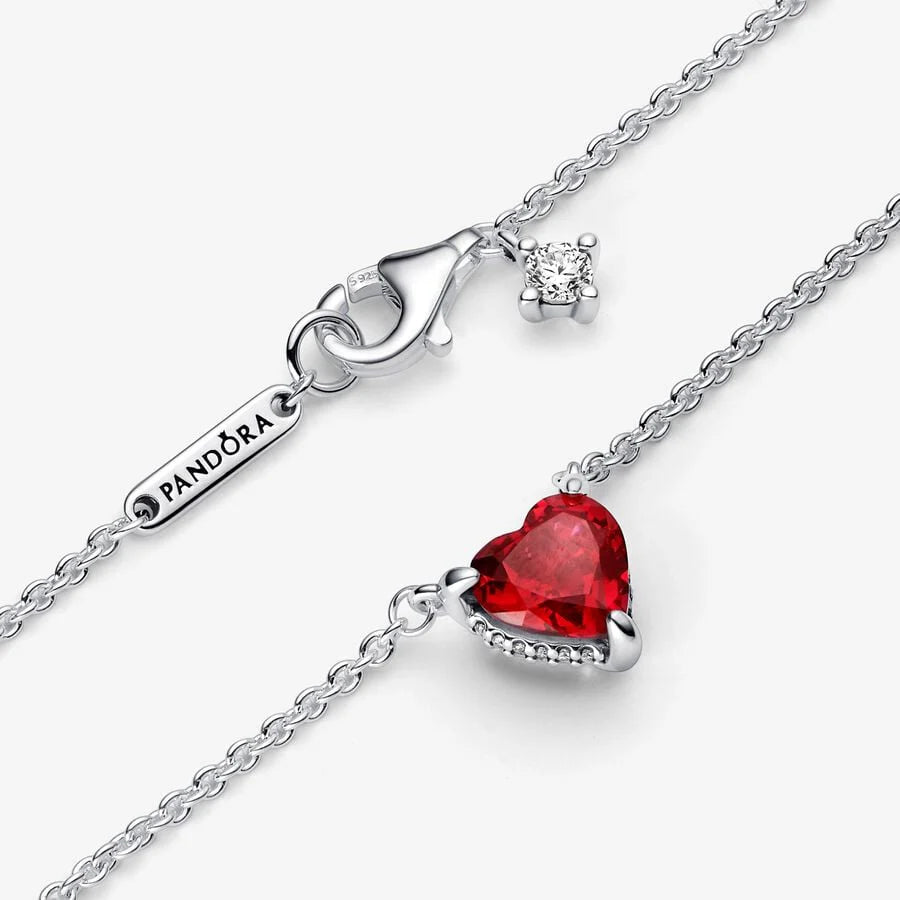 Red Heart Solitaire Pendant Necklace