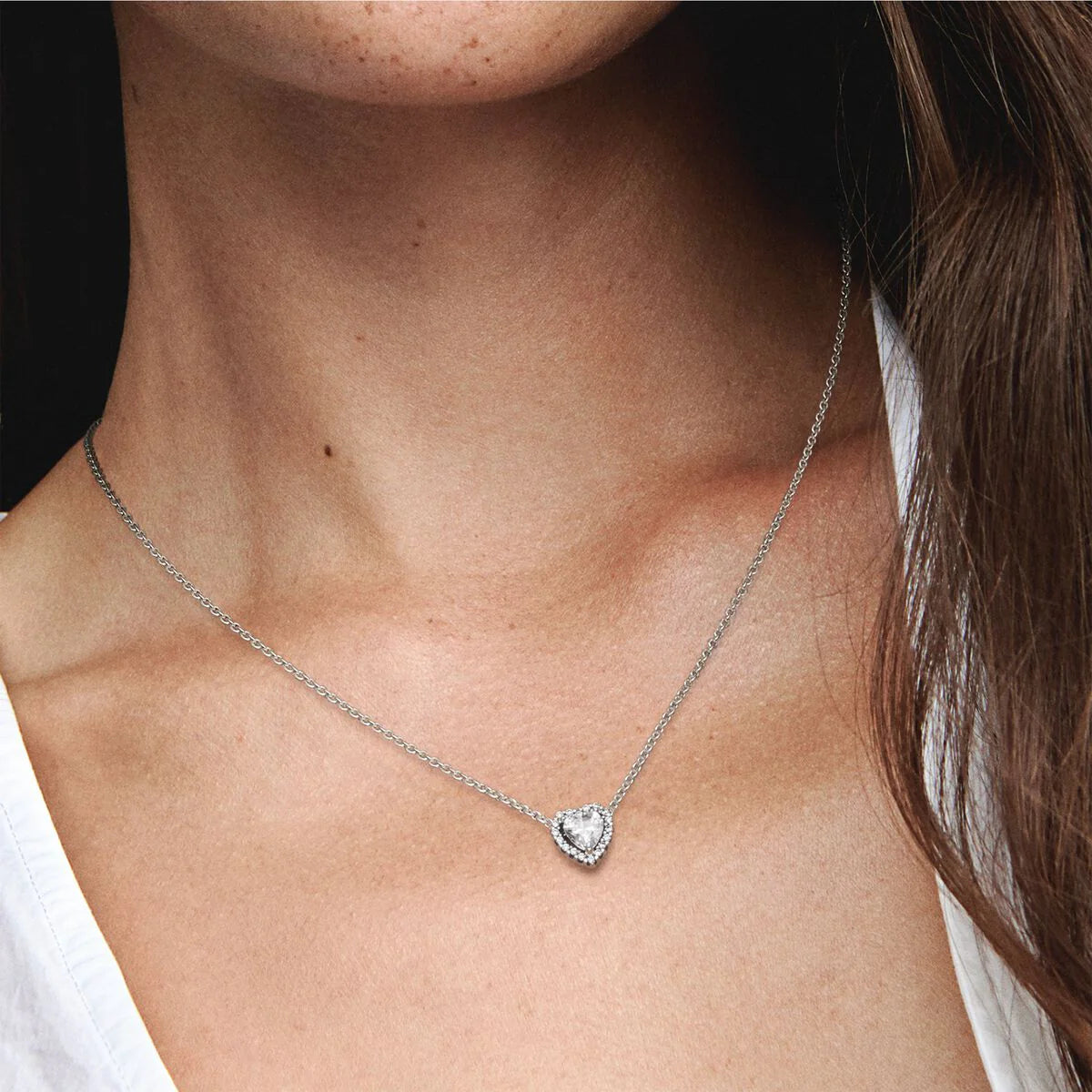 Sparkling Heart Halo Pendant Necklace