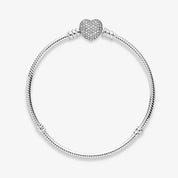 Pavé Heart Snake Chain Bracelet