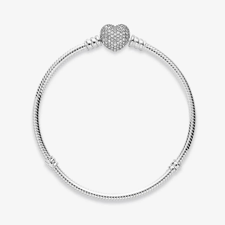 Pavé Heart Snake Chain Bracelet