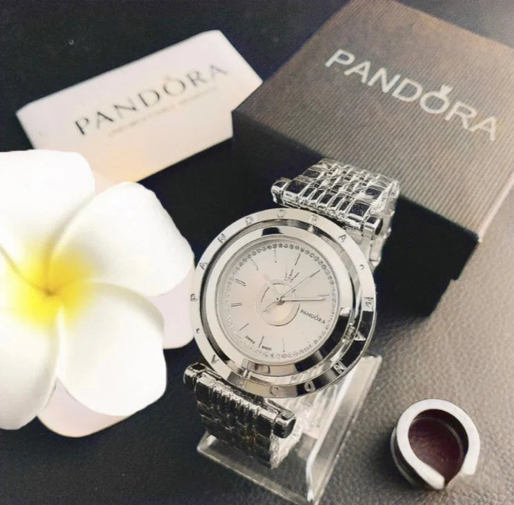 All-Silver Watch with White Dial