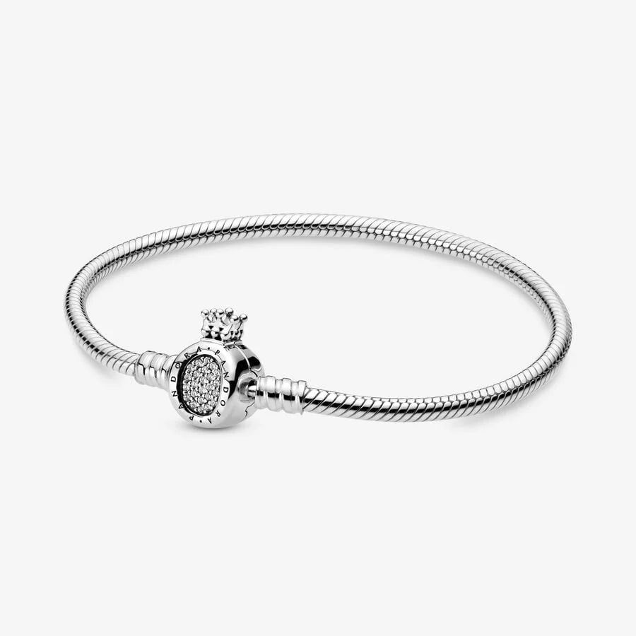 Regal Crown Pavé Snake Chain Bracelet