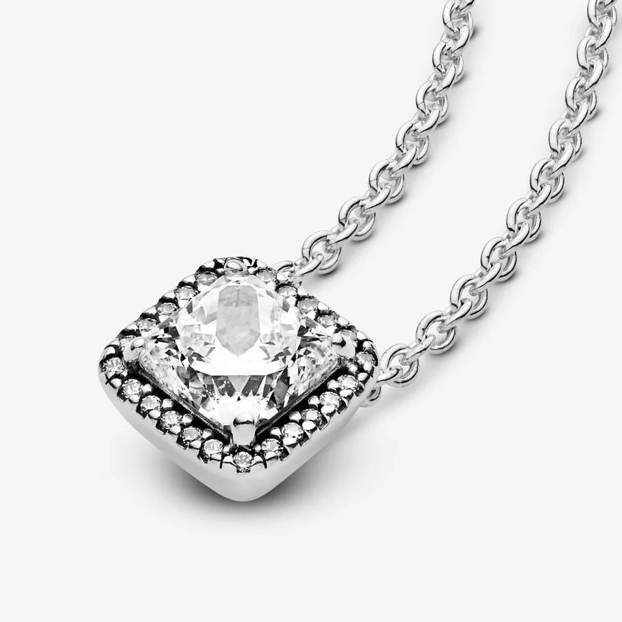 Classic Cushion Halo Pendant Necklace
