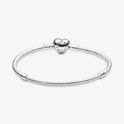 Pavé Heart Snake Chain Bracelet